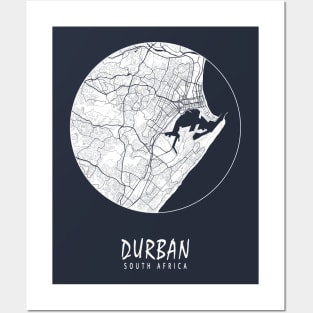 Durban, South Africa City Map - Full Moon Posters and Art